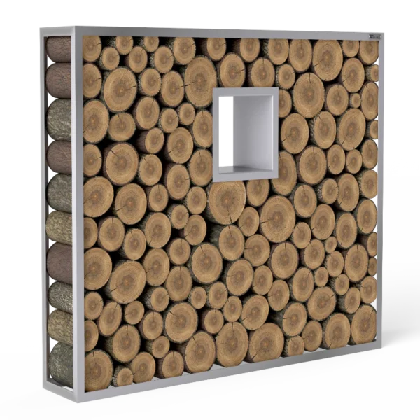 Fenster eckig Kaminholzregal Edelstahl «Elite Steel»