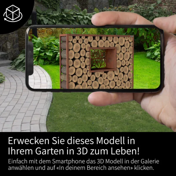 Fenster mit Muster Kaminholzregal Rost «Nature Log» - Image 5