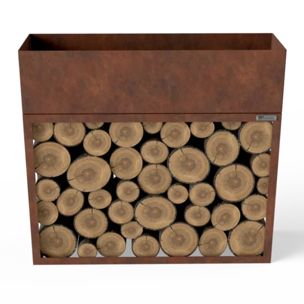 Blumenkasten mit Kaminholzregal Rost «Nature Box», 120-180 x 35 x 110 cm - Image 3