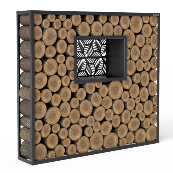 Fenster mit Muster Kaminholzregal Schwarz «Tinted Log»