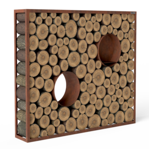 Fenster rund Kaminholzregal Rost «Nature Log»