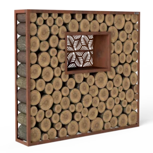 Fenster mit Muster Kaminholzregal Rost «Nature Log»