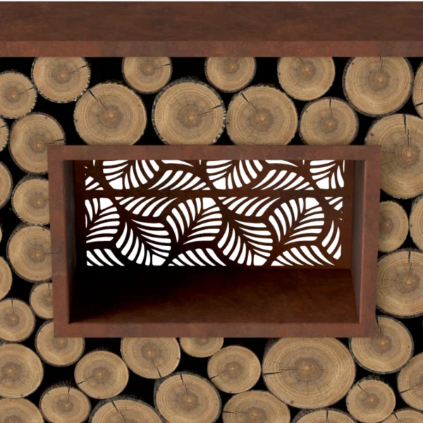 Fenster mit Muster Kaminholzregal Rost «Nature Log» - Image 4