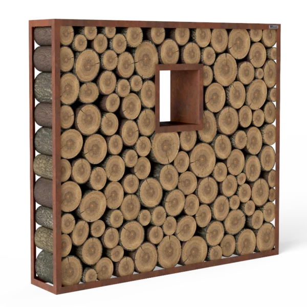 Fenster eckig Kaminholzregal Rost «Nature Log»