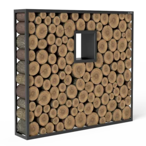 Fenster eckig Kaminholzregal Schwarz «Tinted Log»