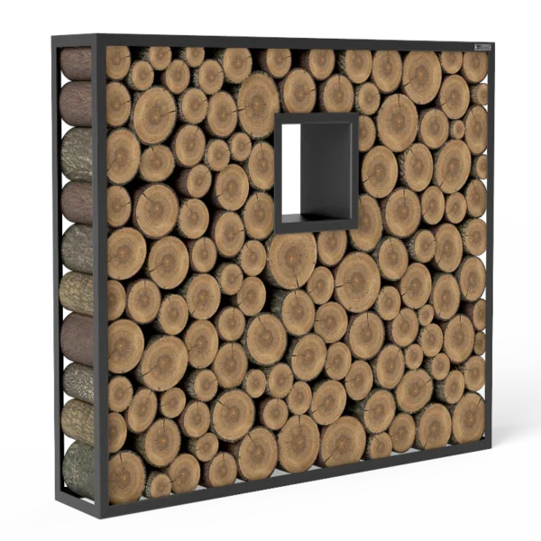 Fenster eckig Kaminholzregal Schwarz «Tinted Log»