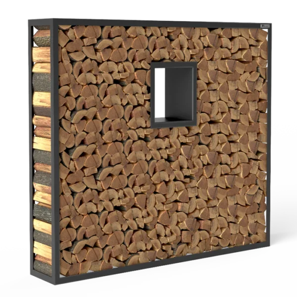 Fenster eckig Kaminholzregal Schwarz «Tinted Log» - Image 3