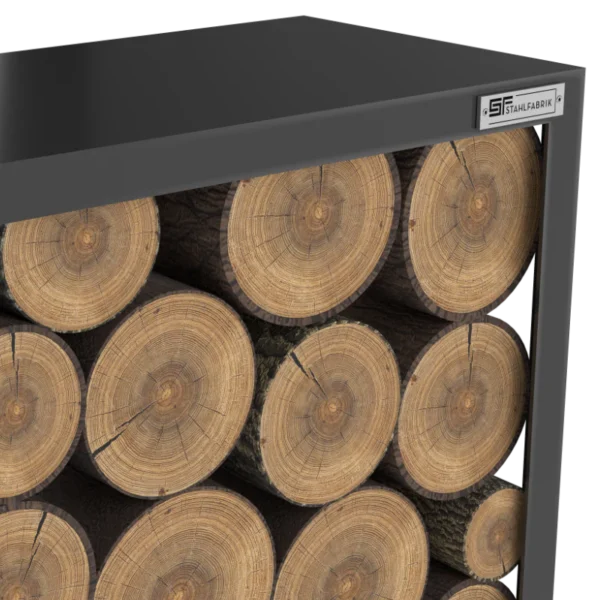 Kaminholzregal Schwarz «Tinted Log», 100-200 x 35 x 180 cm - Image 4