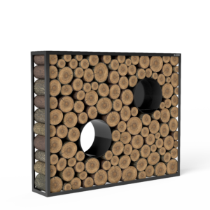 Fenster rund Kaminholzregal Schwarz «Tinted Log»